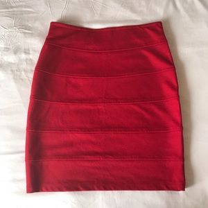 Red Elastic Pencil Skirt